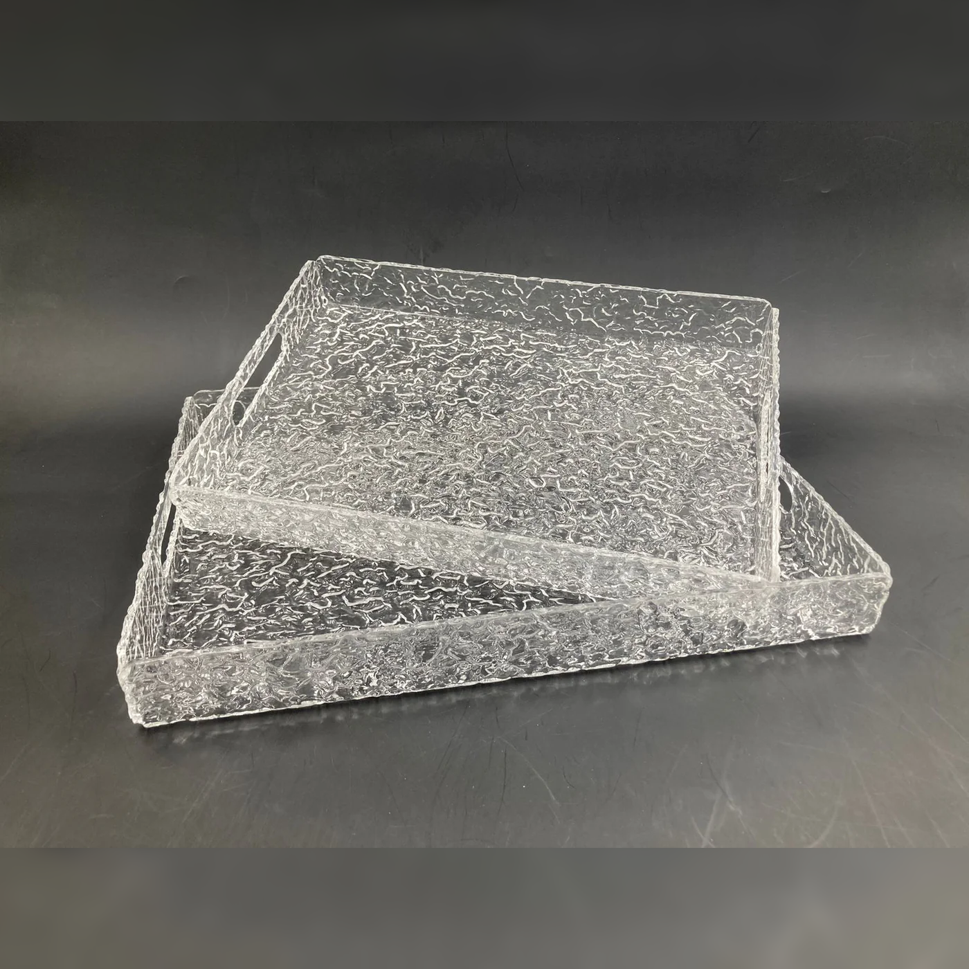 Set of 2 Acrylic Serving Trays w Texture Design - Lunaz Shop