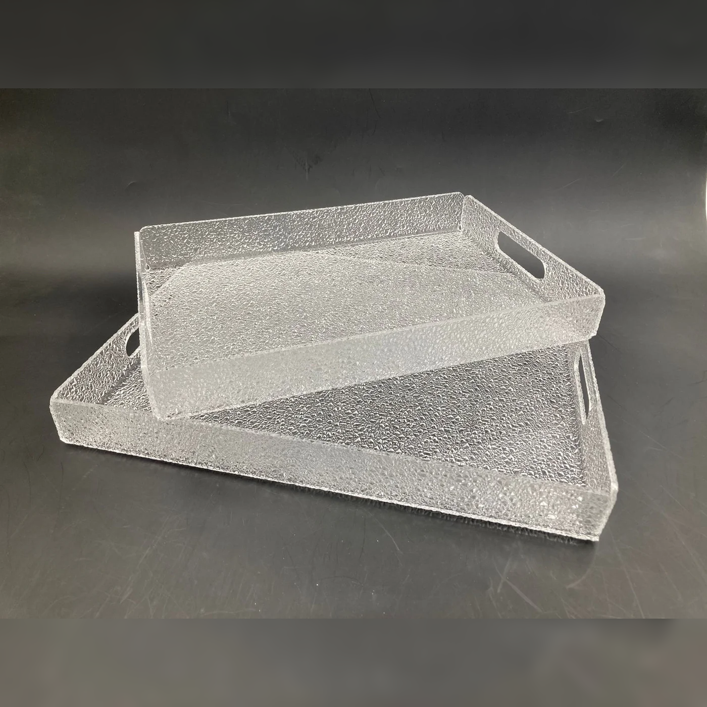 Set of 2 Acrylic Serving Trays w Texture Design AY-09 - Lunaz Shop