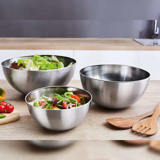Set of 3 stainless steel salad bowls - Lunaz Shop