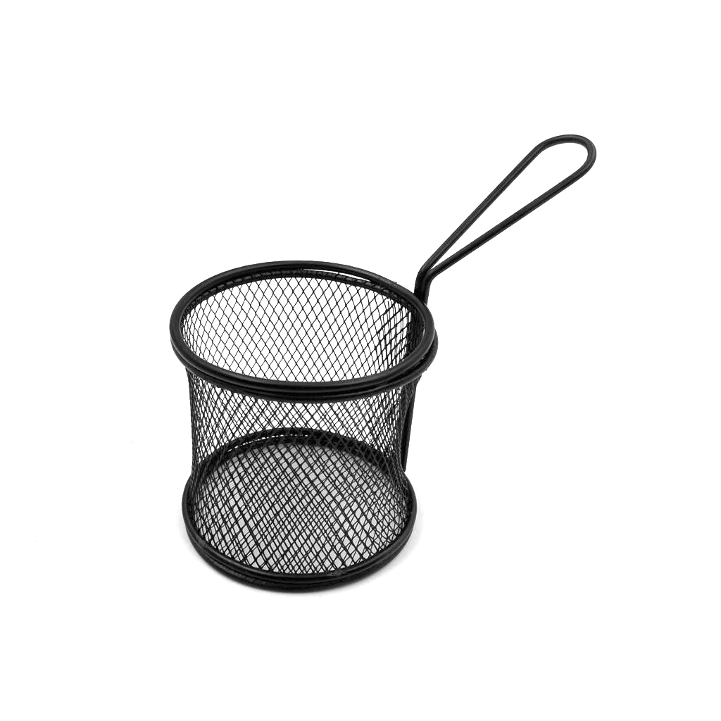 Small Black Round French Fry Serving Basket 8 cm - Lunaz Shop