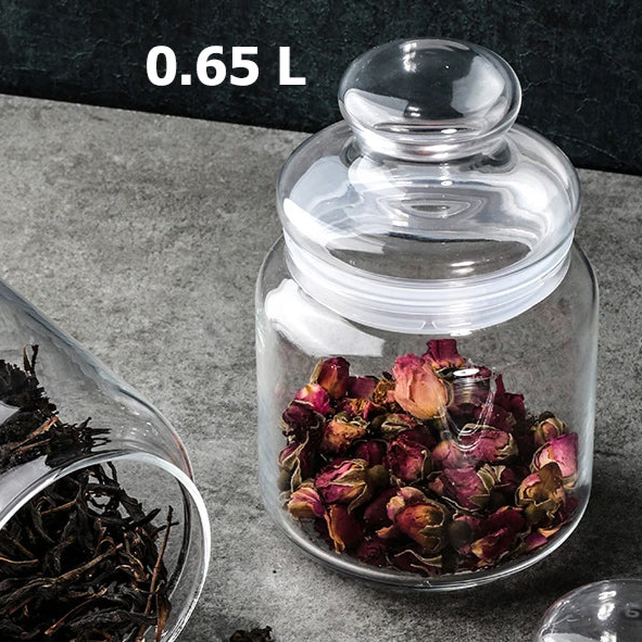 Small Glass Jar Clear Design 0.65 L - Lunaz Shop