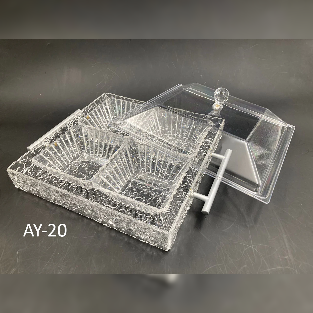 Square Condiment Tray with 4 Bowls and Cover