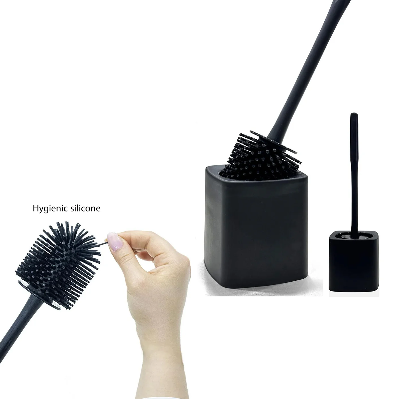 Square Silicone Toilet Brush with Stand - Lunaz Shop