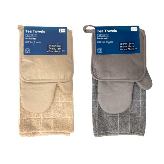 Tea Towel with Oven Mitt & Potholder Solid Color  - Lunaz Shop