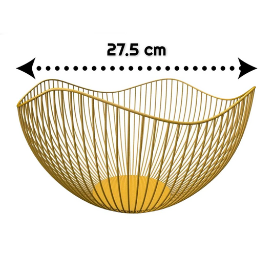 Wavy Metal Fruit Basket Gold- Lunaz Shop