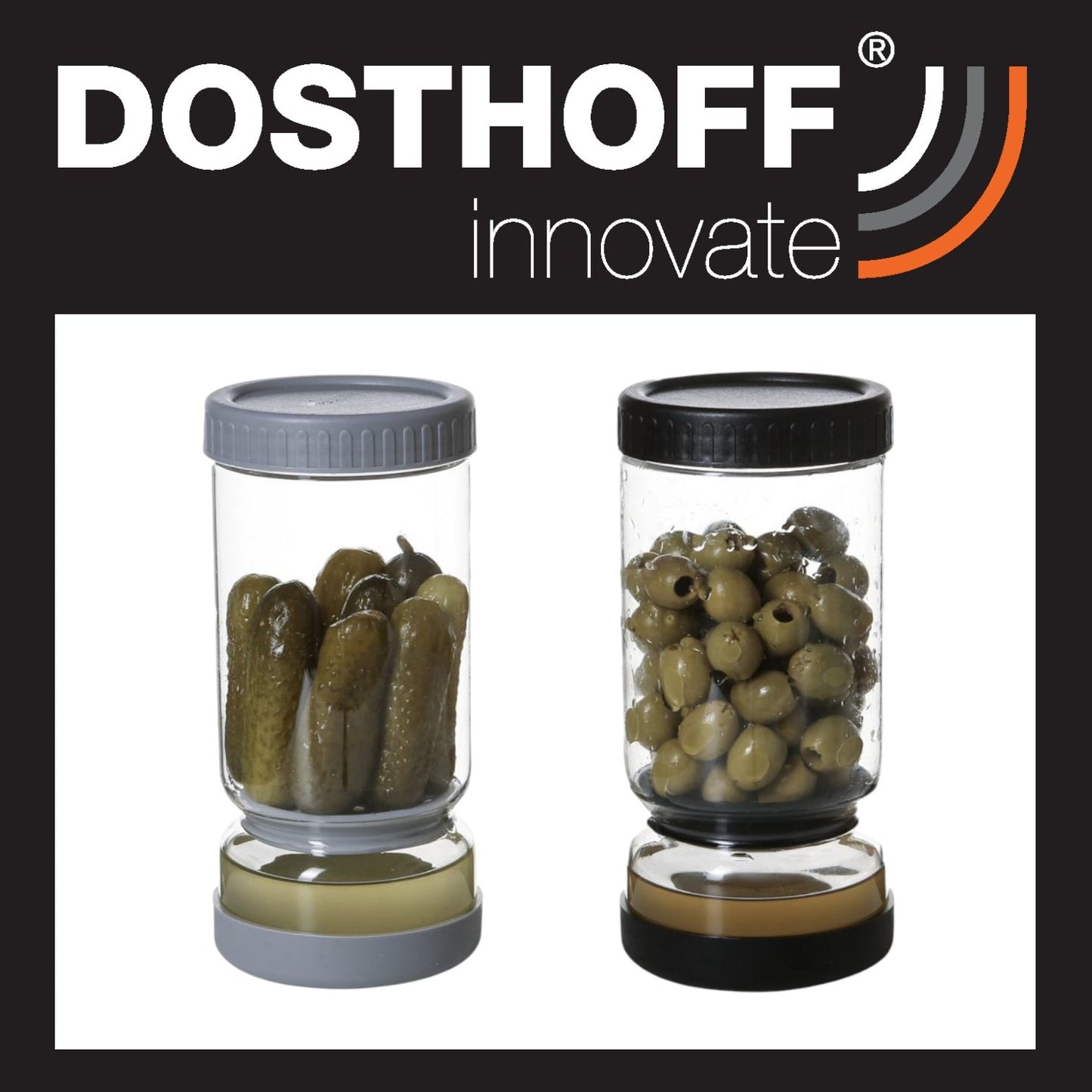 Dosthoff Slim Clear Glass Olive Pickle Preservation Jar