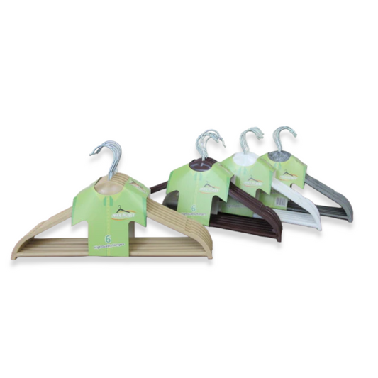 Wood-Look Plastic Clothes Hangers X6 - Lunaz Shop