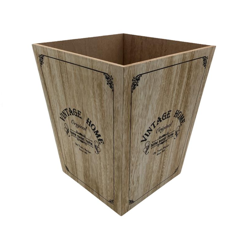 Wooden "Vintage Home" Waste Bin - Lunaz Shop