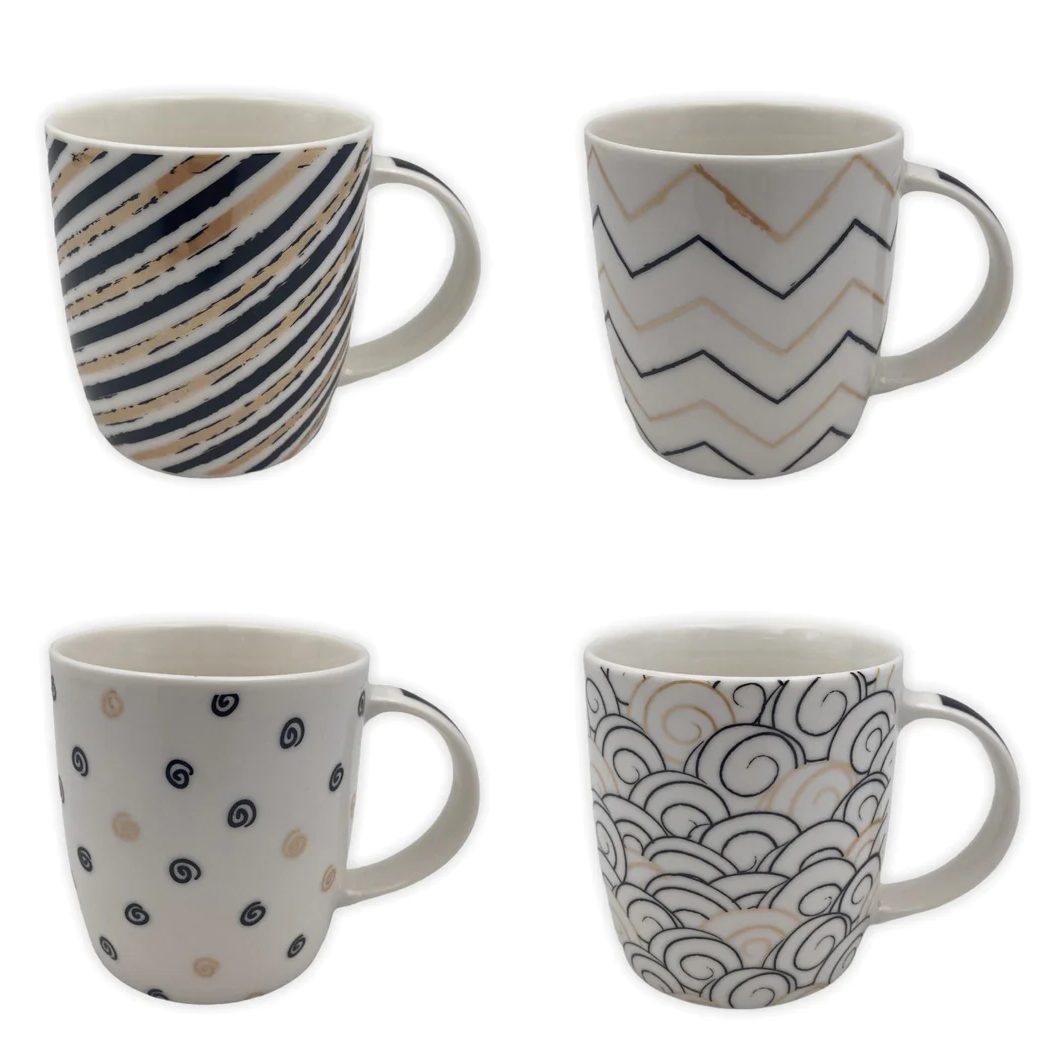 Porcelain Mug black & beige designs