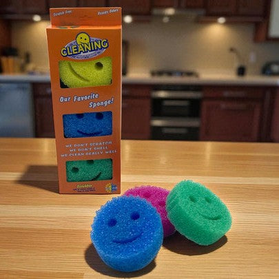 Set of 3 Scrub Smiley Face Sponges