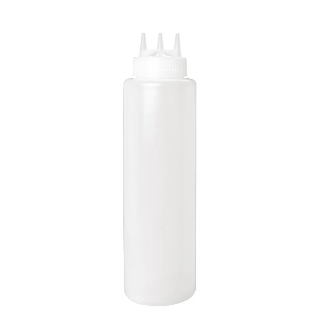 Transparent Triple 3 Nozzle sauce bottle wide mouth - 1L - lunaz shop
