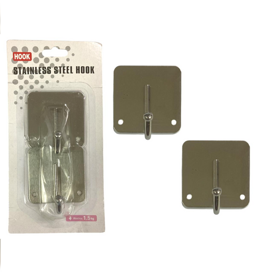 Stainless Steel Large Square Self Adhesive Hooks X2