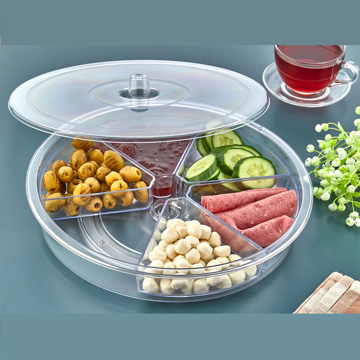 Twista Diivided Transparent Rotating Table Organizer