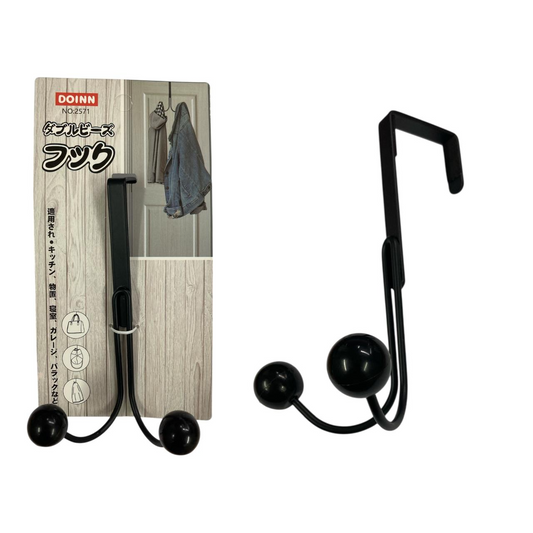 DOINN Black Metallic over the door hanger with 2 hooks