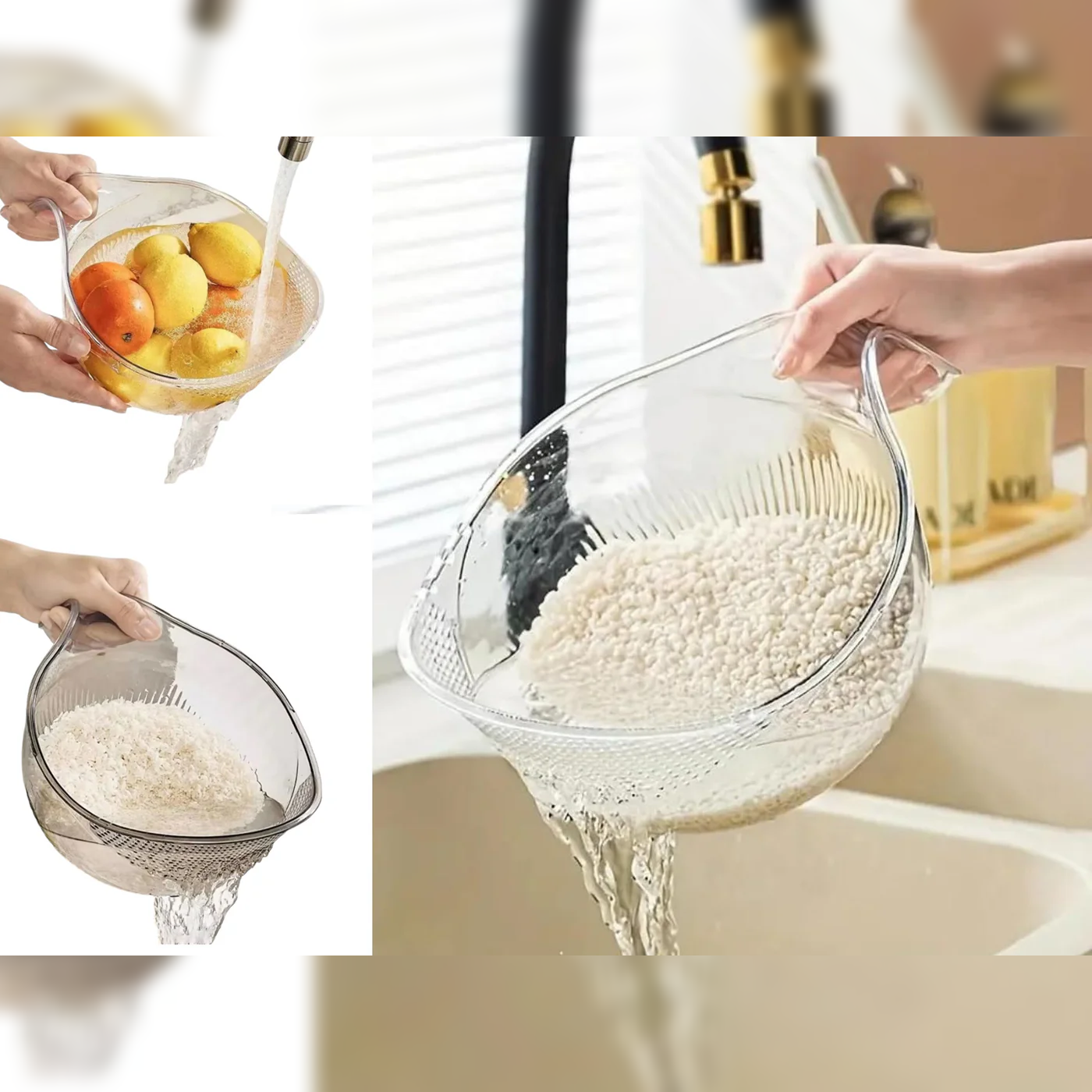 Multi-functional Kitchen Strainer Bowl for Rice, Fruits - Lunaz Shop