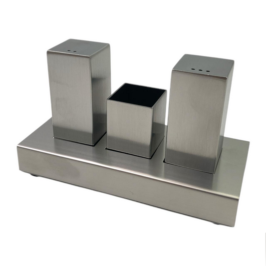 Stainless Steel Salt and Pepper and Toothpicks Set Stand