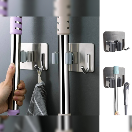 Stainless Steel Hanger for Broom Stick and Towel X1