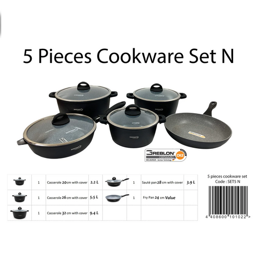 Dosthoff 5 pcs Cookware Casserole Set Black