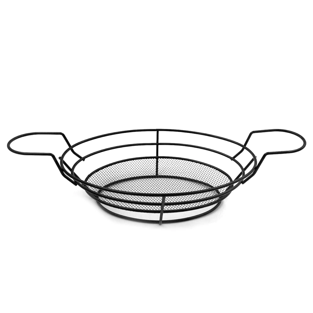Black Oval Serving Basket 25 cm with 2 handles and base - Lunaz Shop