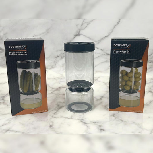Dosthoff Large Clear Glass Olive Pickle Preservation Jar