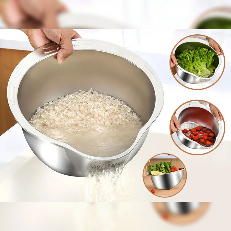 High Quality Stainless Steel Rice Strainer 24 cm - Lunaz Shop
