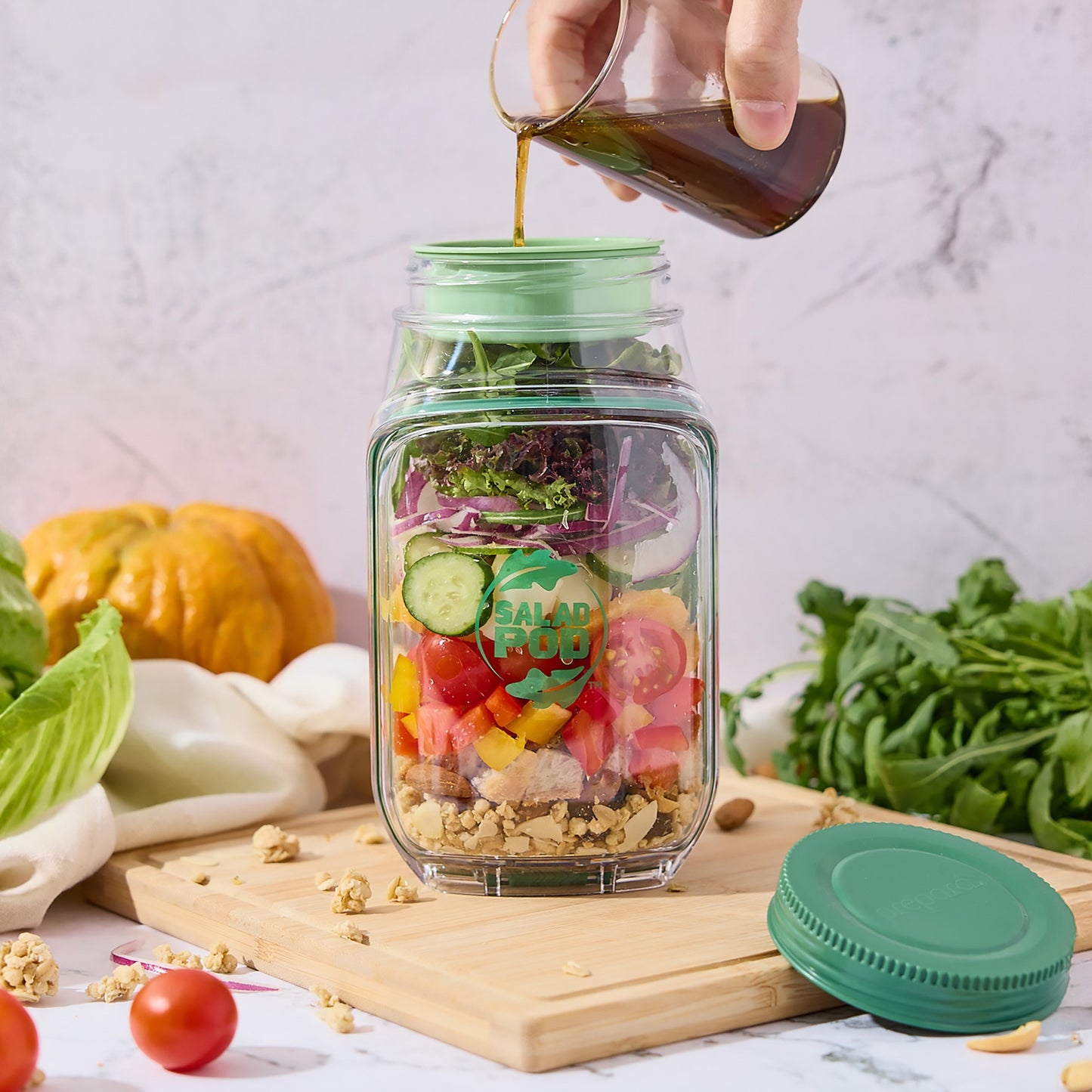 Portable Salad Jar with Side Opening