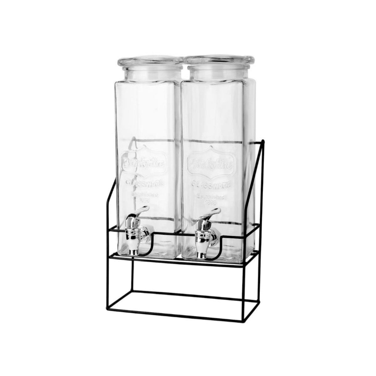 Glass beverage dispenser 2X2.2 L with tap & metallic Stand
