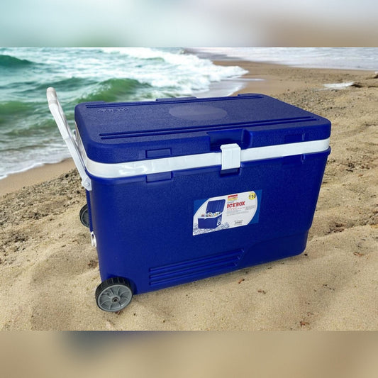 Ice cooler box with wooden handles and plug 110 Lt