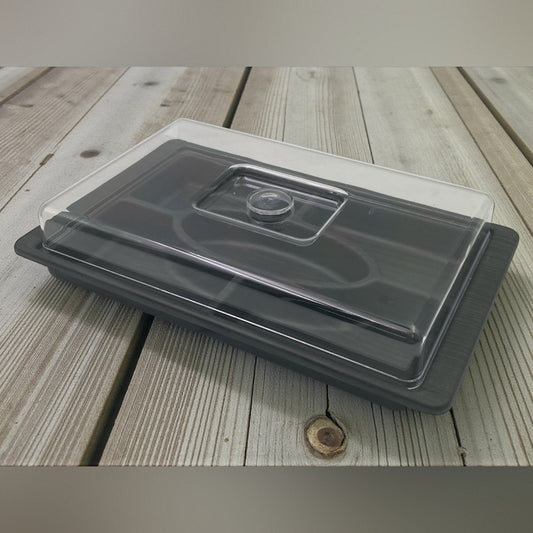 Black Wood Colored Rectangular Divided Dish with Cover