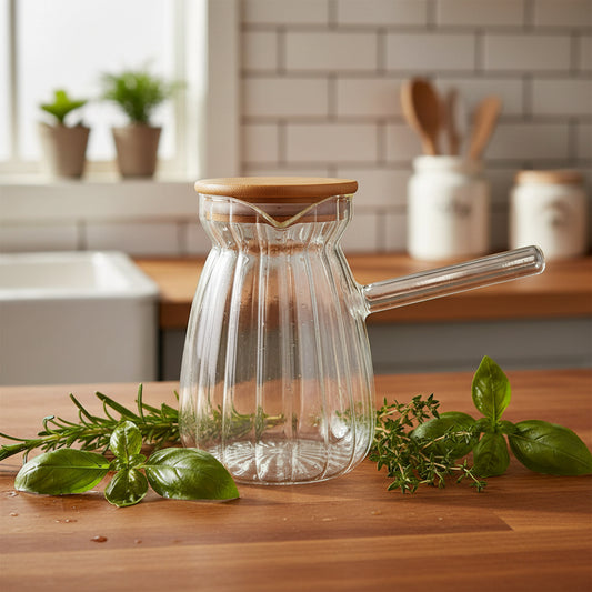 Borosilicate Glass Coffee Pot wooden cover 900 ml