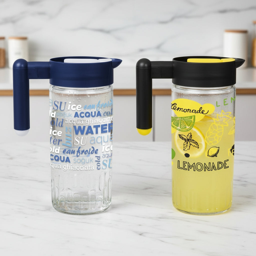 Decorated Glass Jar with Rotating Lid 1.46L