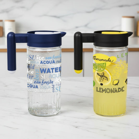 Decorated Glass Jar with Rotating Lid 1.46L