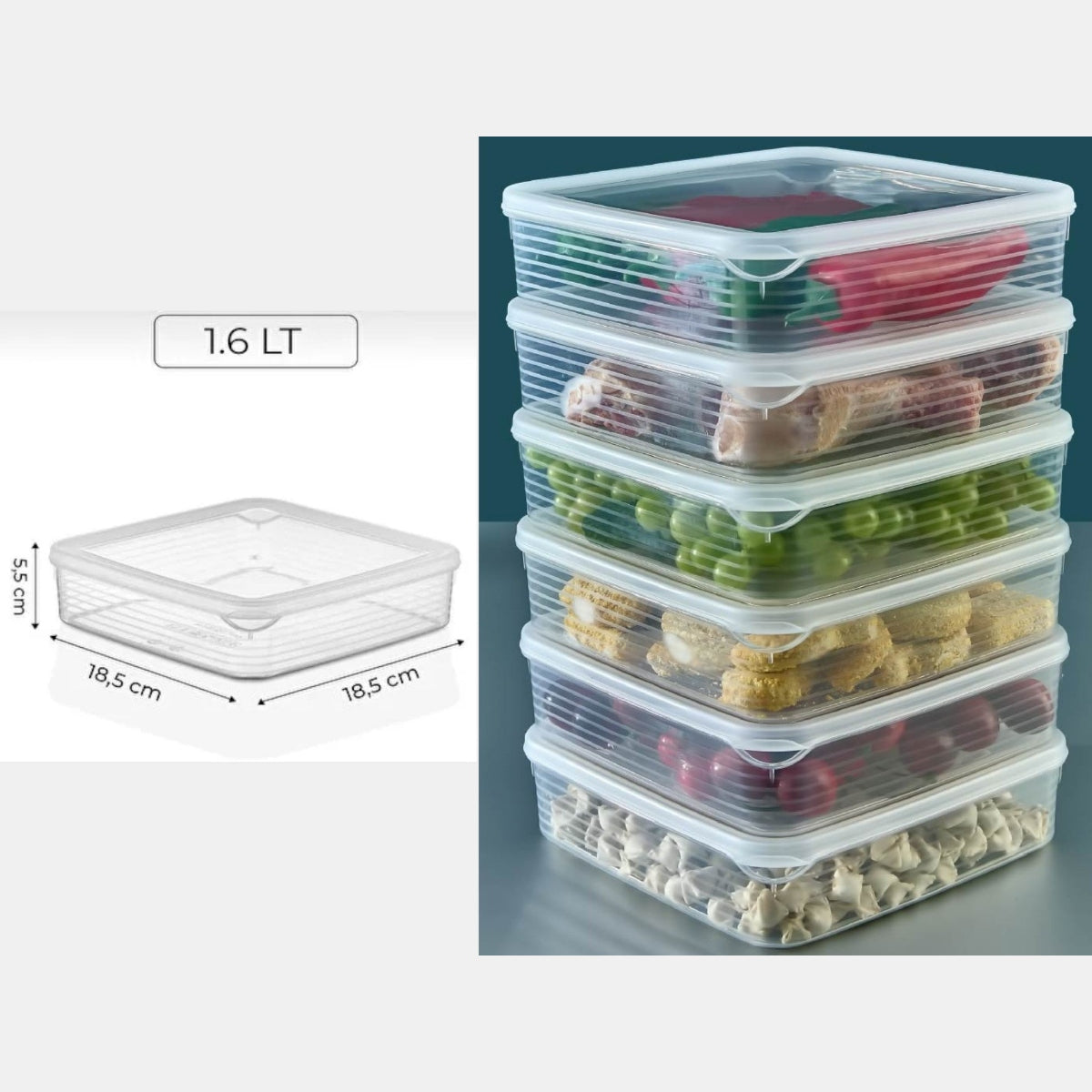 Line Storage Box Square 1.6 L Food Box