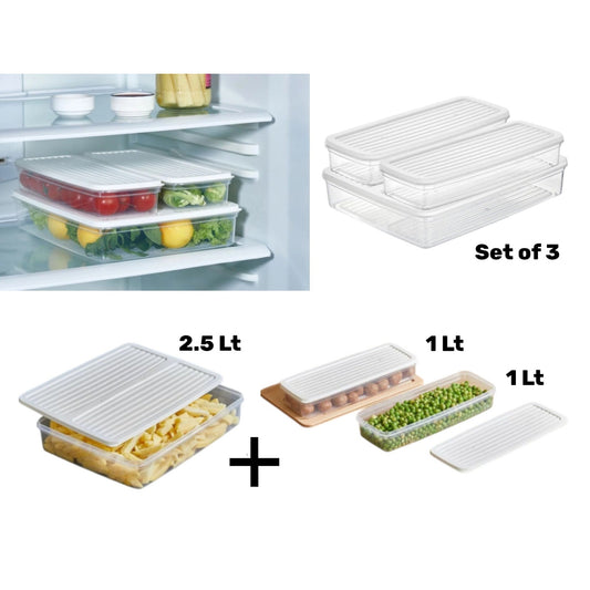 Set of 3 Food Storage Boxes for Fridge and Freezer