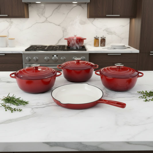 Enameled Cast Iron Cookware Set 7 Pieces