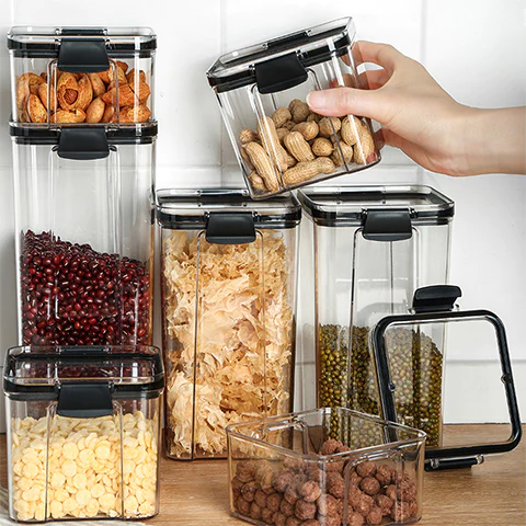 Acrylic Airtight Squared Food Jar 0.5 lt - Lunaz Shop