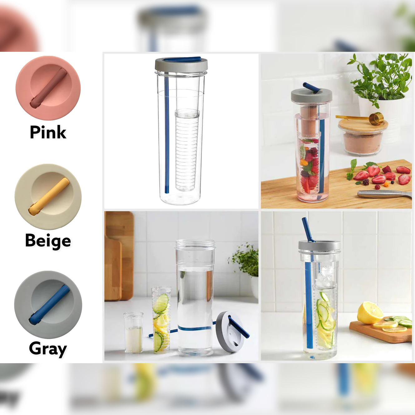 Drink Bottle with Infuser and Straw - Lunaz Shop