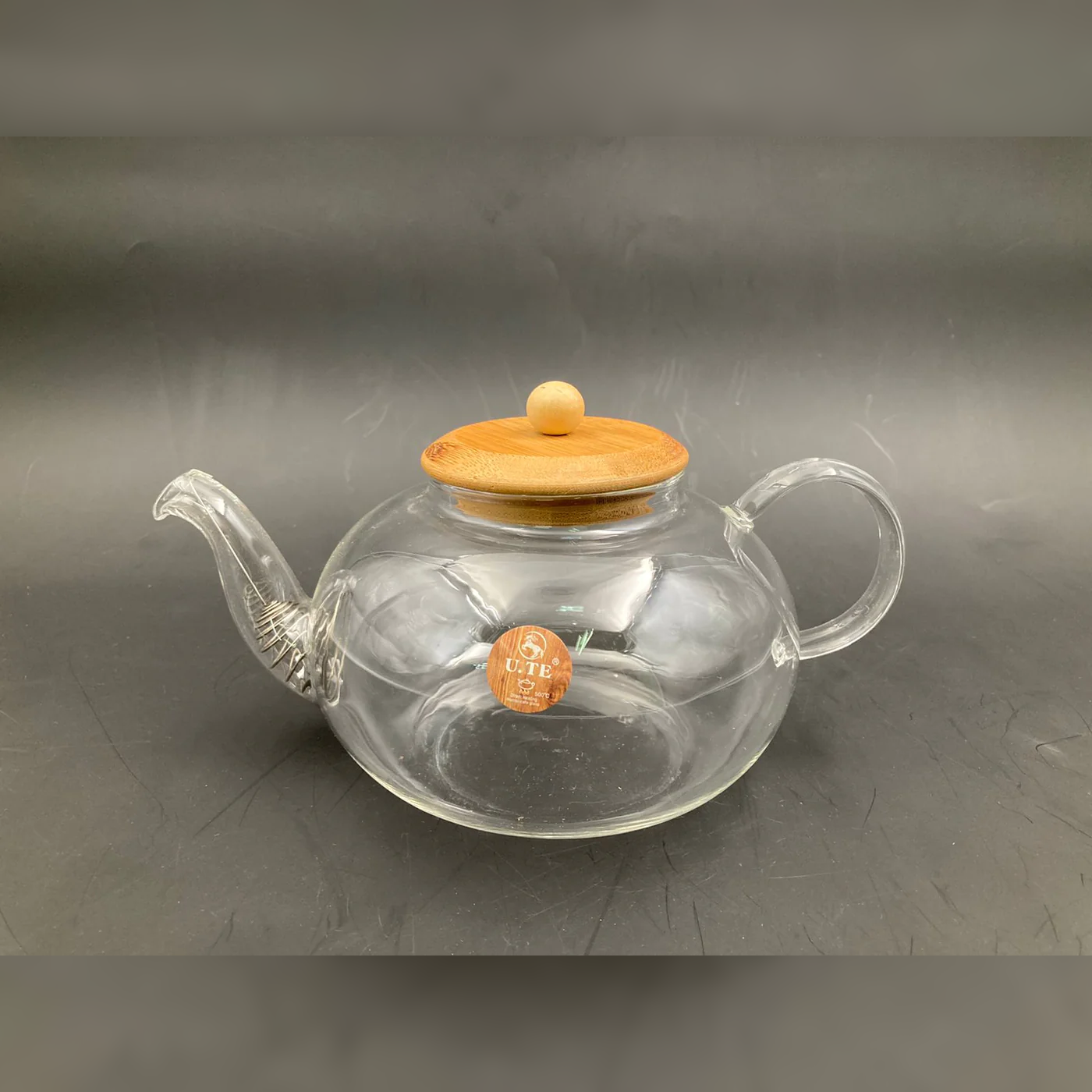 Borosilicate Glass Tea Pot Wood cover 1000 - Lunaz Shop