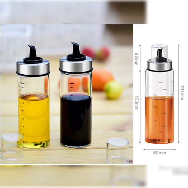 Glass Oil Bottle with Stainless Steel cover 300 ml - Lunaz Shop