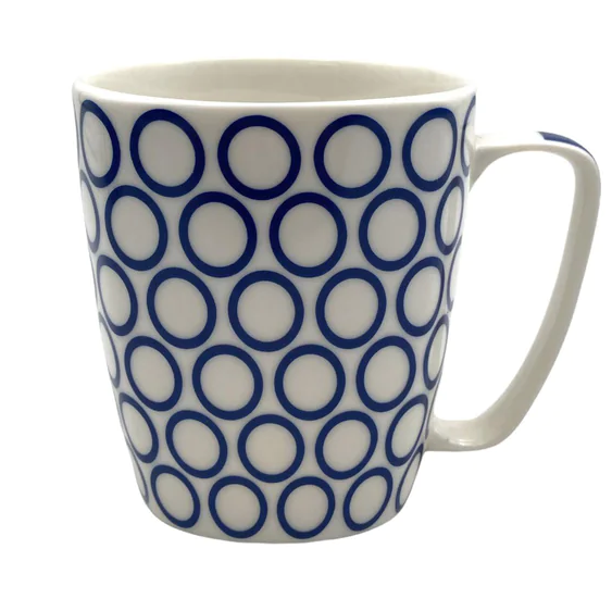 Large Squared Porcelain Mug with Bleu design - Lunaz Shop