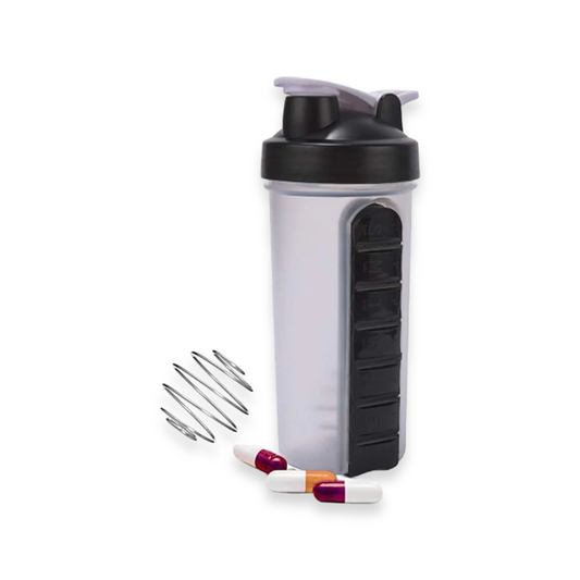 BPA Free Supplement Nutrition Shaker Bottle W Pill Box - Lunaz Shop