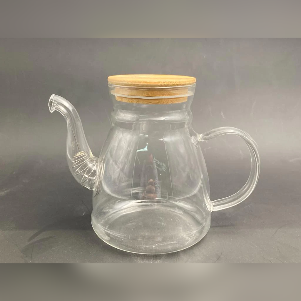 Borosilicate Glass Tea Pot Wood cover 1500 - Lunaz Shop