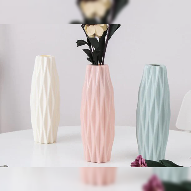 Plastic Vase Ceramic Look 21 cm - Lunaz Shop