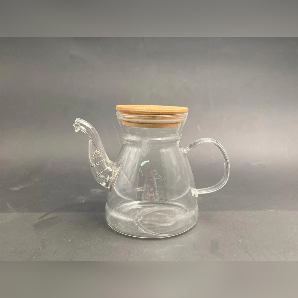 Borosilicate Glass Tea Pot Wood cover 900 - Lunaz Shop