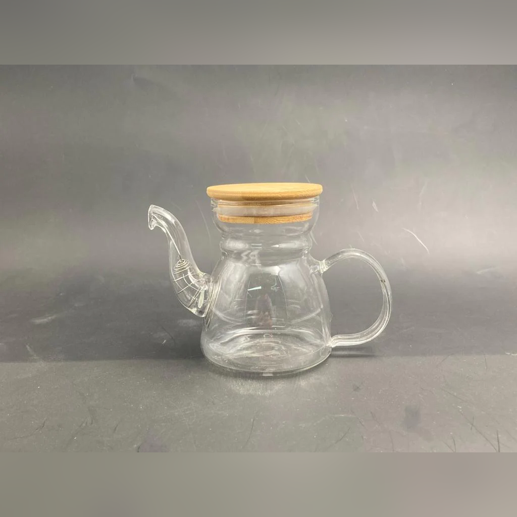 Borosilicate Glass Tea Pot Wood cover 600 - Lunaz Shop