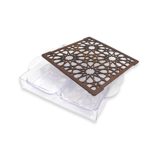 Divided Acrylic Tray with wooden design - Lunaz Shop