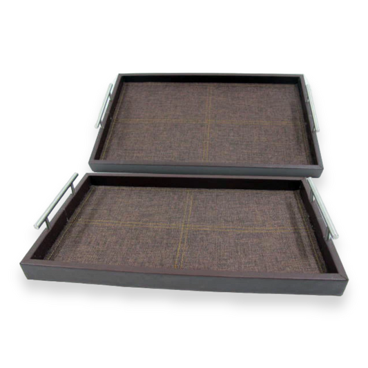 Leather with Fabric Serving Tray Set - Lunaz Shop
