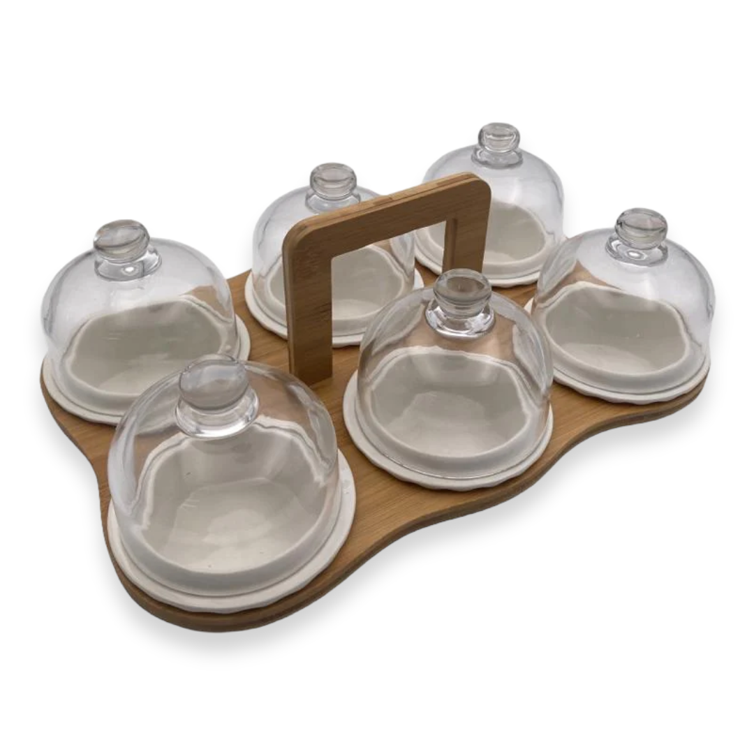 Divided Nuts Dish with Glass Covers 6 compartments - Lunaz Shop
