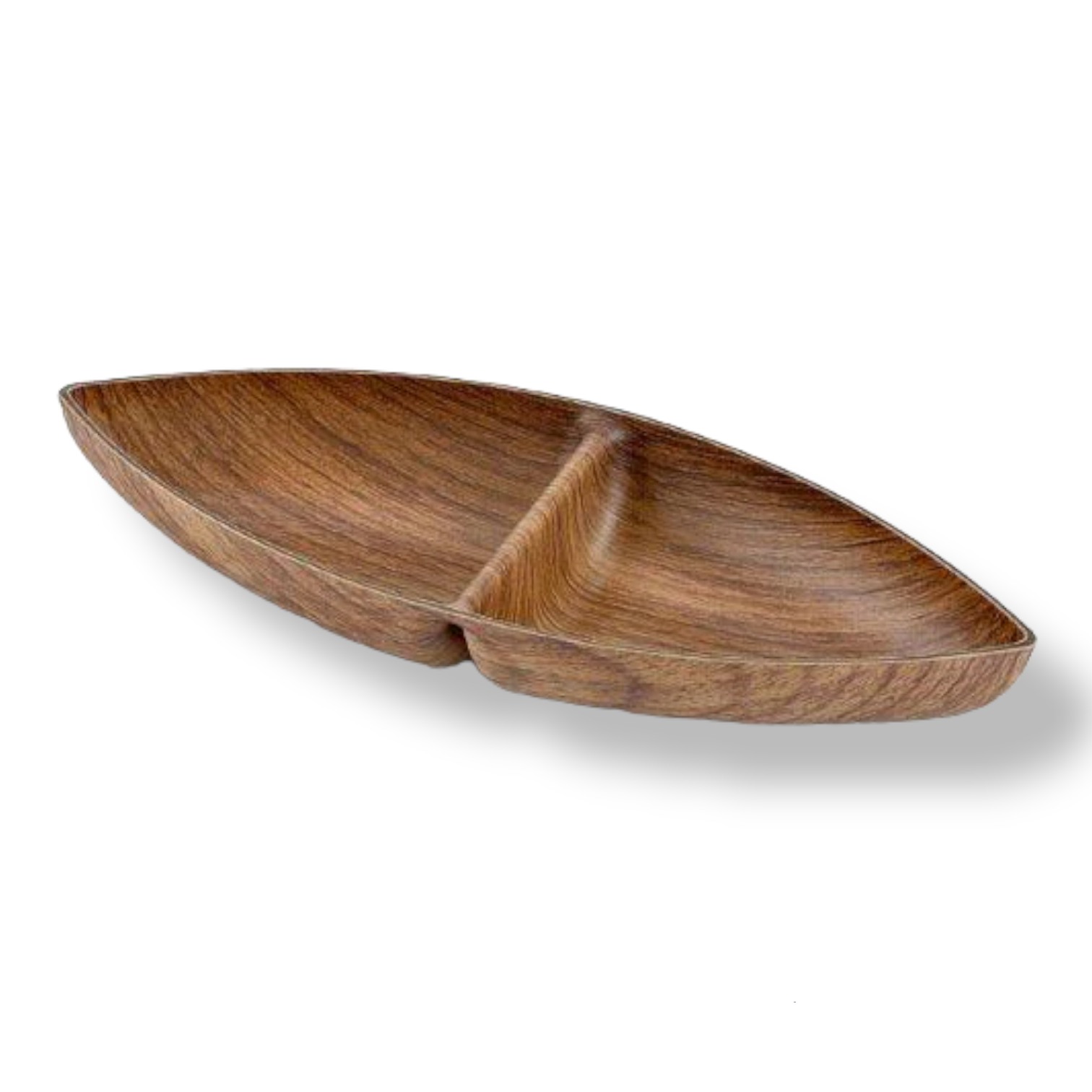 2 Compartment Boat Snack Dish with Wooden Finish - Lunaz Shop