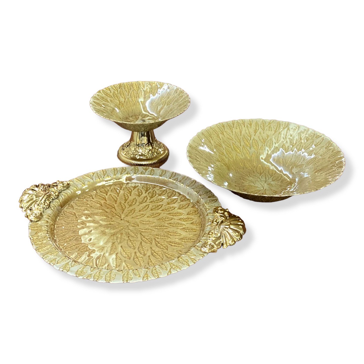 Round Glass Decorated Plate Tray 34 cm - Lunaz Shop